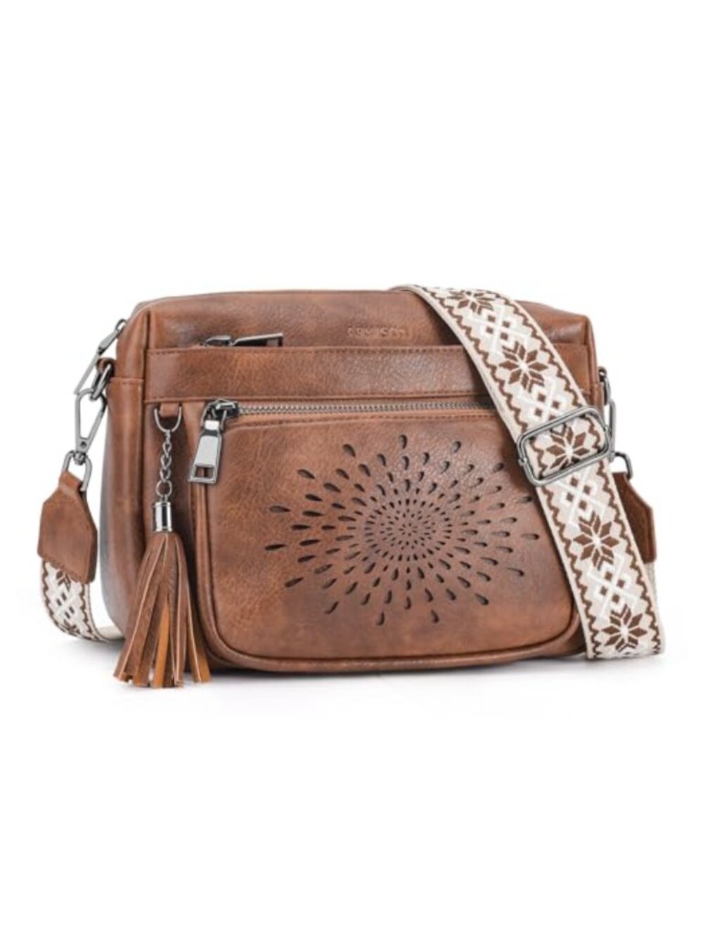 Small Crossbody Bag Vegan Faux Leather Adjustable Strap Tassel Purse